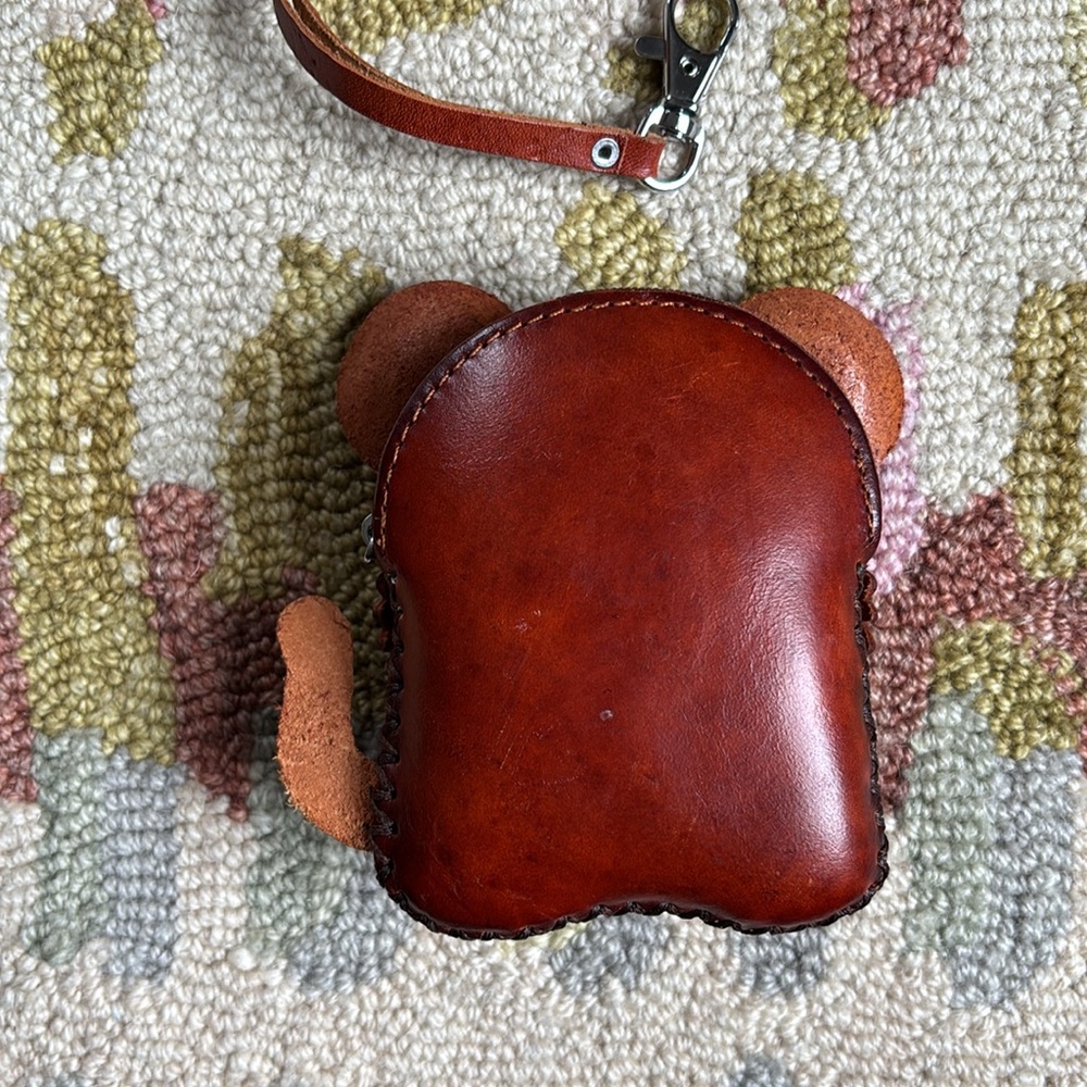Darling little hand tooled Leather Tiger small purse/bag/zip pouch - Picture 8 of 12